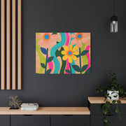 Groovy Paper Cut Flower Matte Canvas Art LavenderCeleste