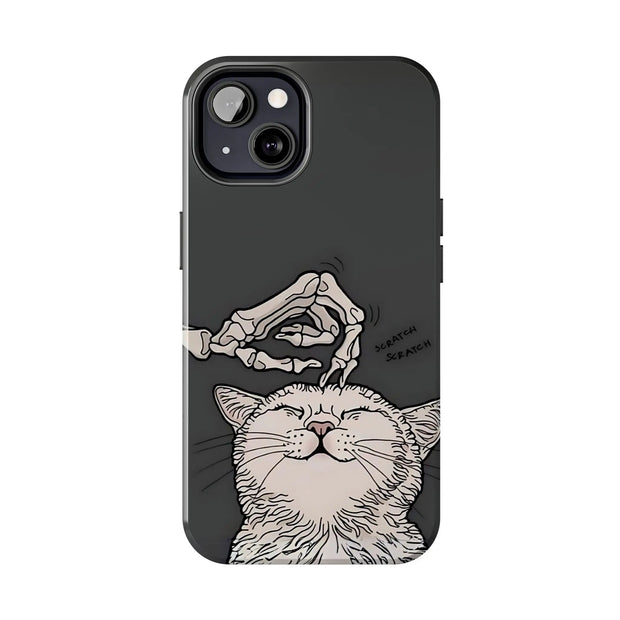 Skeleton Scratch Cat Gothic Humor Tough Phone Case LavenderCeleste