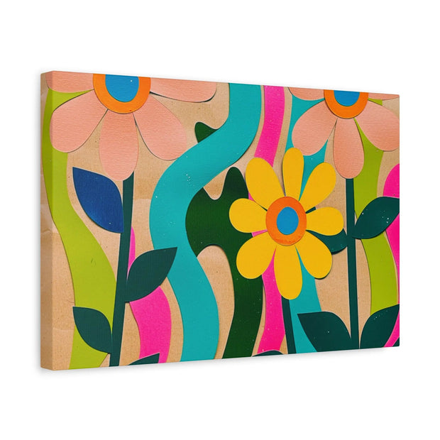 Groovy Paper Cut Flower Matte Canvas Art Printify
