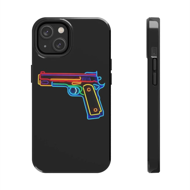 Neon Rainbow Gun Tough Phone Case – Bold Retro Vaporwave Aesthetic Printify