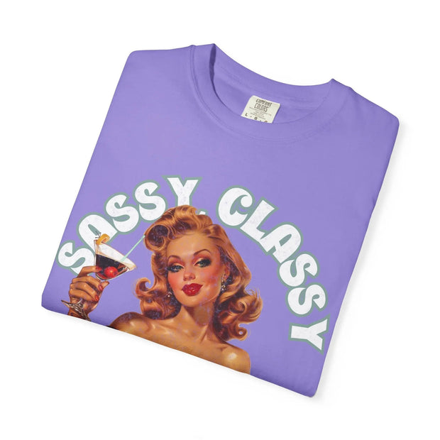 Sassy Classy & A Bit Bad-Assy Retro Pinup Tee LavenderCeleste