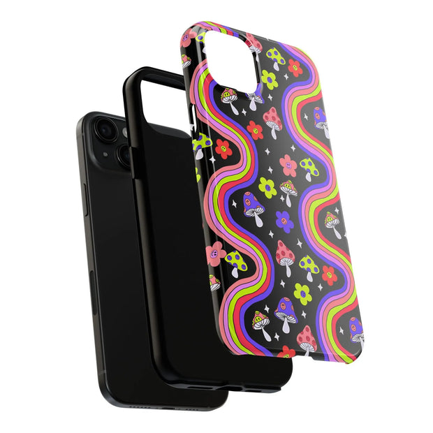 Groovy Mushroom Rainbow Tough Phone Case LavenderCeleste