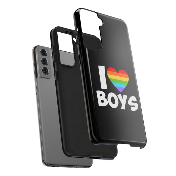 I Love Boys Pride Tough Phone Case – LGBTQ+ Rainbow Heart Design