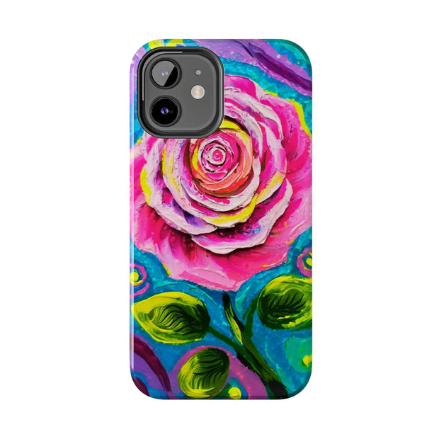 Vibrant Pink Rose Abstract Tough Phone Case LavenderCeleste