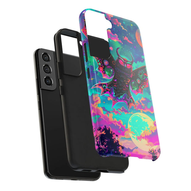 Mothman Tough Phone Case – Psychedelic Neon Cryptid Aesthetic - LavenderCeleste