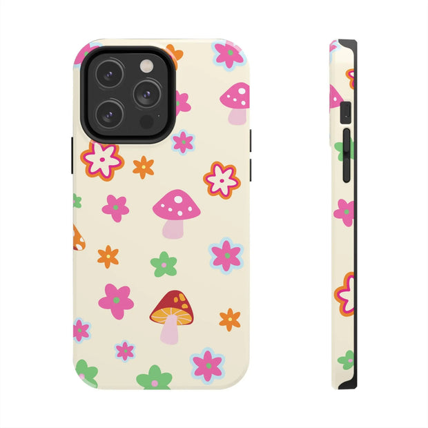 Retro Mushroom Flower Power Tough Phone Case LavenderCeleste