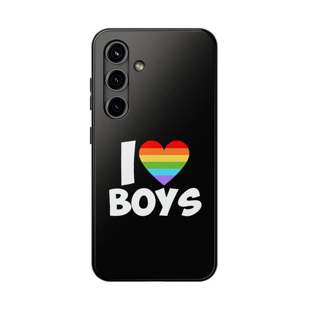 I Love Boys Pride Tough Phone Case – LGBTQ+ Rainbow Heart Design