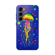 Vibrant Neon Jellyfish Cosmic Sea Tough Phone Case