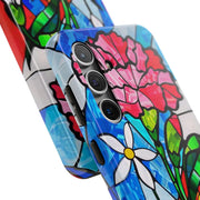 January Carnation Stained Glass Birth Flower Tough Phone Case