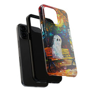 Lonely Ghost Tough Phone Case – Abstract Fall Park Bench Painting
