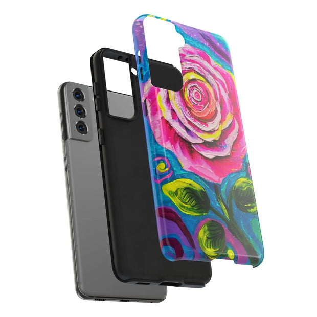 Vibrant Pink Rose Abstract Tough Phone Case LavenderCeleste