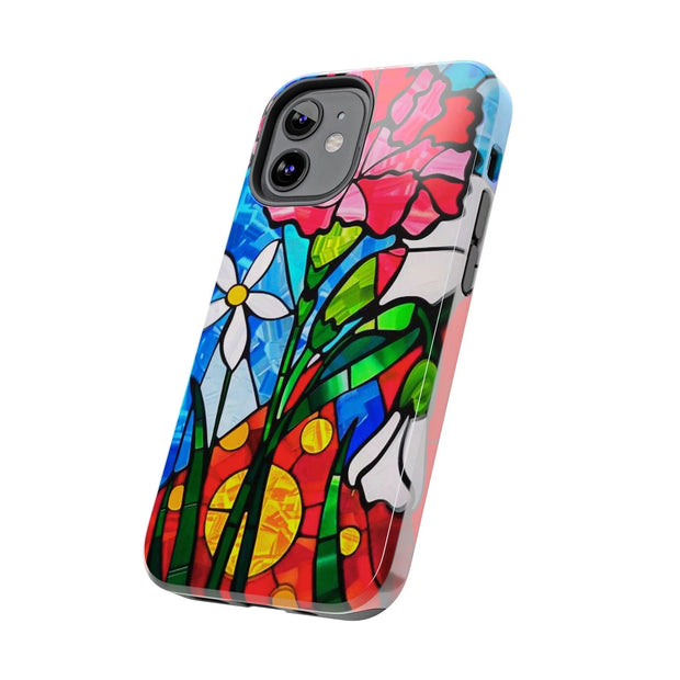January Carnation Stained Glass Birth Flower Tough Phone Case
