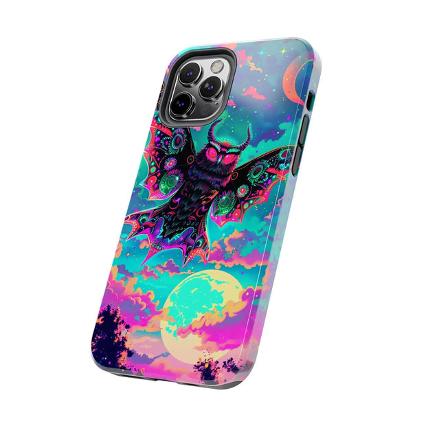 Mothman Tough Phone Case – Psychedelic Neon Cryptid Aesthetic - LavenderCeleste