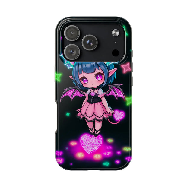 Kawaii Gothic Succubus Neon Heart Tough Phone Case