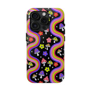 Groovy Mushroom Rainbow Tough Phone Case LavenderCeleste