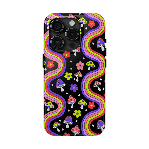 Groovy Mushroom Rainbow Tough Phone Case LavenderCeleste