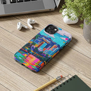 Los Angeles Hollywood Skyline Tough Phone Case – Vibrant Pop Art City Design - LavenderCeleste