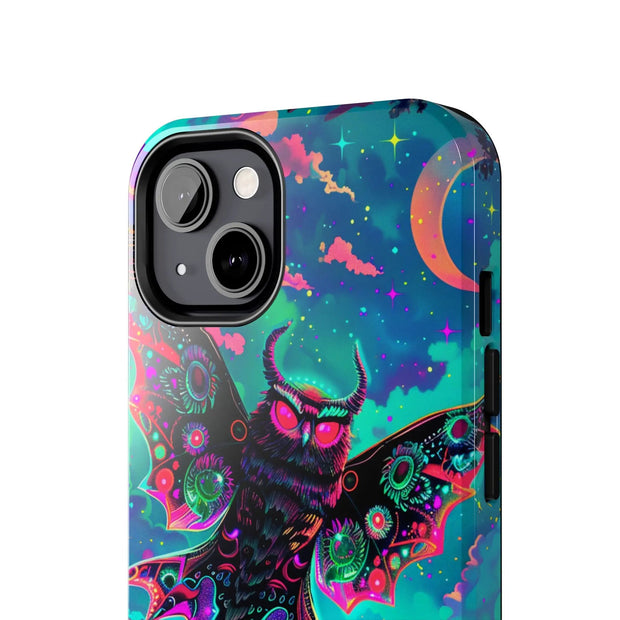 Mothman Tough Phone Case – Psychedelic Neon Cryptid Aesthetic - LavenderCeleste