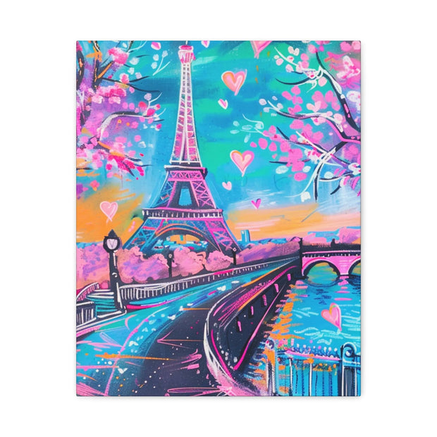 Pink Paris Eiffel Tower Dreamy Matte Canvas Art LavenderCeleste