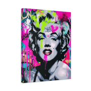 Marilyn Monroe Graffiti Matte Canvas – Neon Pop Art Street Style Wall Decor - LavenderCeleste