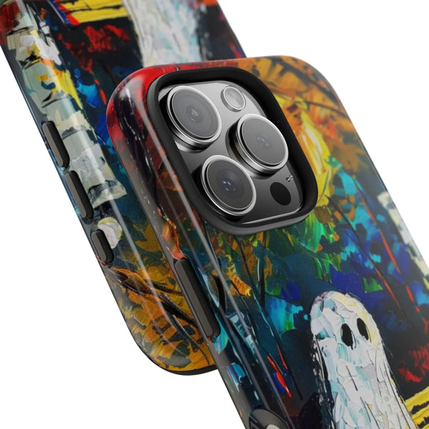 Lonely Ghost Tough Phone Case – Abstract Fall Park Bench Painting
