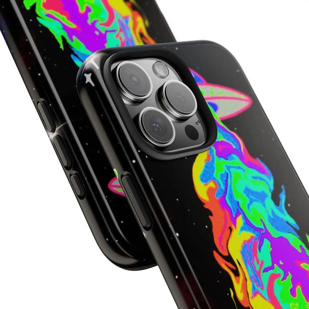 Psychedelic Neon UFO Abduction Tough Phone Case LavenderCeleste