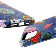 Retro Kidcore Denim Patch Tough Phone Case LavenderCeleste