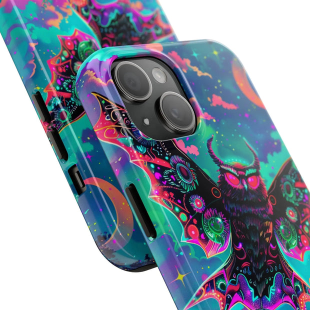 Mothman Tough Phone Case – Psychedelic Neon Cryptid Aesthetic - LavenderCeleste