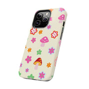 Retro Mushroom Flower Power Tough Phone Case LavenderCeleste
