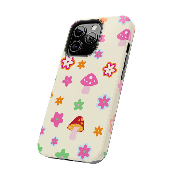 Retro Mushroom Flower Power Tough Phone Case LavenderCeleste