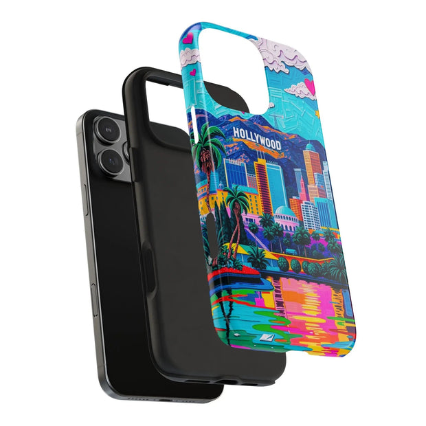 Los Angeles Hollywood Skyline Tough Phone Case – Vibrant Pop Art City Design