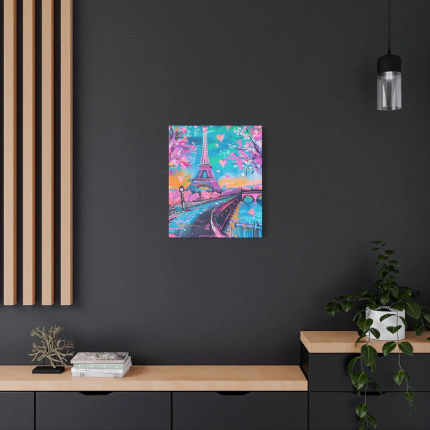 Pink Paris Eiffel Tower Dreamy Matte Canvas Art LavenderCeleste
