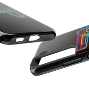 Neon Rainbow Gun Tough Phone Case – Bold Retro Vaporwave Aesthetic LavenderCeleste