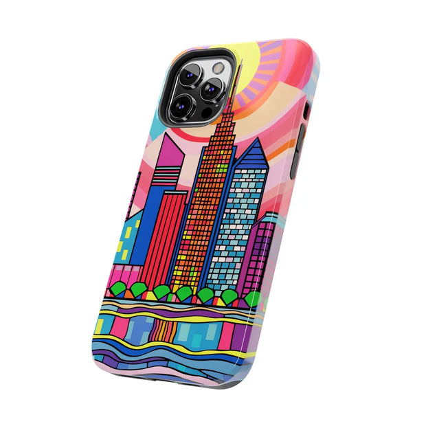 Tulsa Oklahoma Retro Pop Skyline Tough Phone Case LavenderCeleste