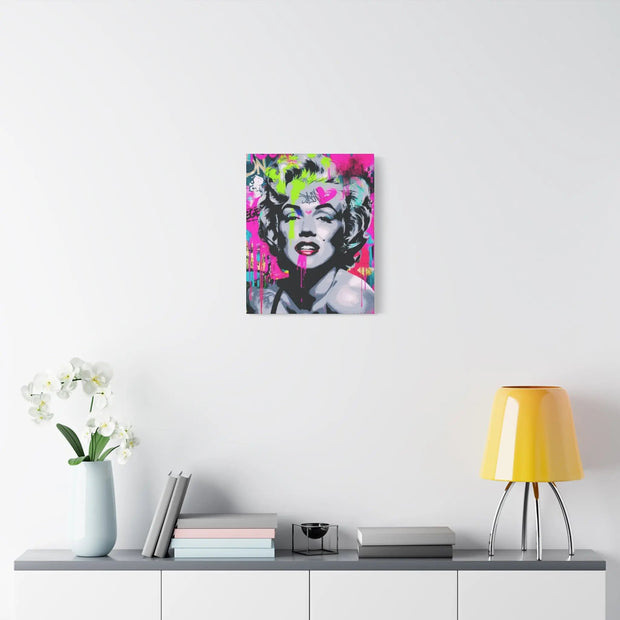 Marilyn Monroe Graffiti Matte Canvas – Neon Pop Art Street Style Wall Decor - LavenderCeleste