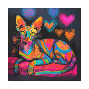 Neon Sphynx Love Pop Art Matte Canvas Wall Art LavenderCeleste