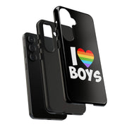 I Love Boys Pride Tough Phone Case – LGBTQ+ Rainbow Heart Design