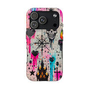Skull Occult Neon Drip Pastel Goth Tough Phone Case LavenderCeleste