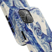 Yorkie Blue Toile de Jouy Aesthetic Tough Phone Case LavenderCeleste
