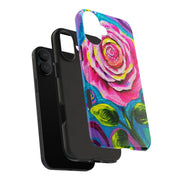 Vibrant Pink Rose Abstract Tough Phone Case LavenderCeleste