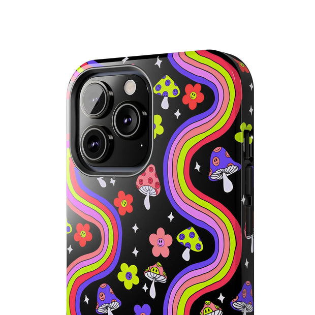 Groovy Mushroom Rainbow Tough Phone Case LavenderCeleste