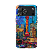 Shanghai Skyline Collage Pop Art Tough Phone Case LavenderCeleste