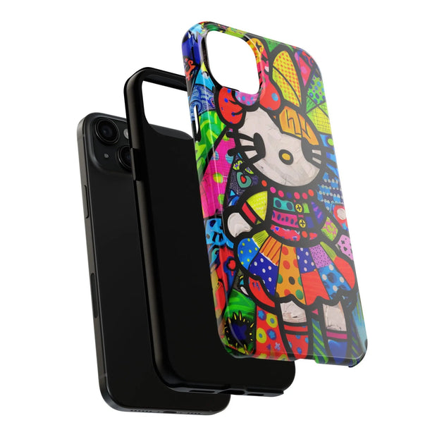 Pop Patchwork Kitty Tough Phone Case LavenderCeleste