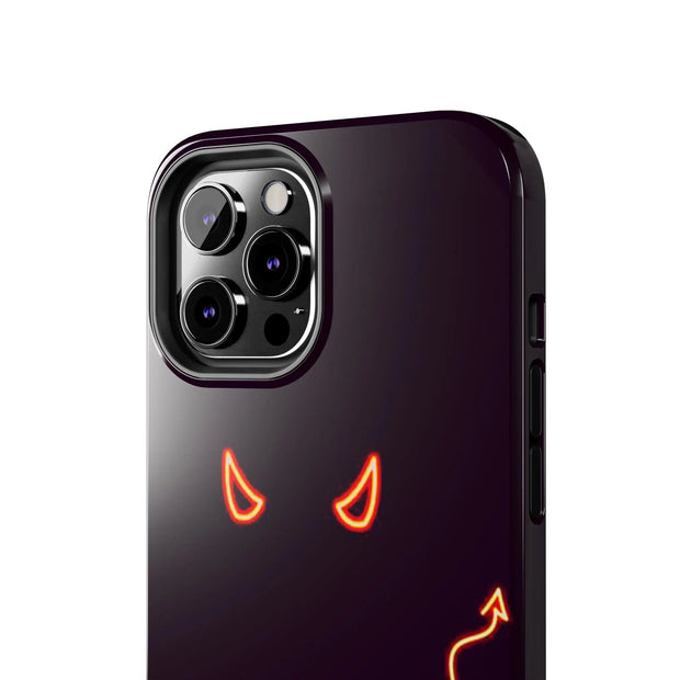 Neon Devil Eyes Tough Phone Case – Minimal Dark Glow Aesthetic Printify