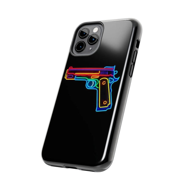 Neon Rainbow Gun Tough Phone Case – Bold Retro Vaporwave Aesthetic Printify