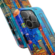 Shanghai Skyline Collage Pop Art Tough Phone Case LavenderCeleste