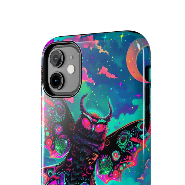 Mothman Tough Phone Case – Psychedelic Neon Cryptid Aesthetic - LavenderCeleste