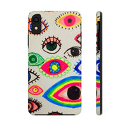 White Neon Evil Eye Psychedelic Pattern Tough Phone Case LavenderCeleste