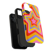Retro Rainbow Star Groovy Tough Phone Case LavenderCeleste