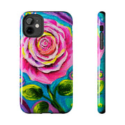 Vibrant Pink Rose Abstract Tough Phone Case LavenderCeleste